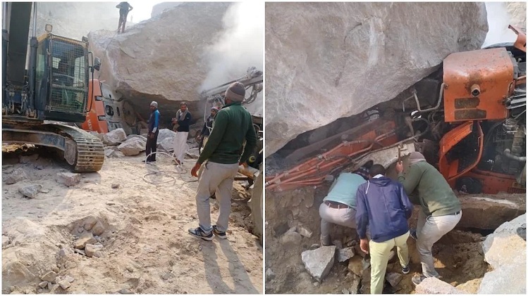 हरियाणा: Bhiwani में पहाड़ खिसकने से 10 वाहन दबे,10-20 लोगों के दबे होने की आशंका
