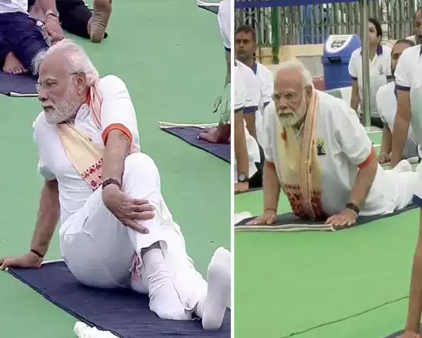 International Yoga Day : मैसूर पैलेस में PM मोदी ने 15000 लोगों के साथ किया योग