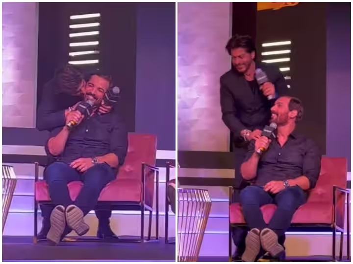 Shah Rukh Khan ने भरी महफिल में John Abraham को किया ‘किस’, देखें VIDEO